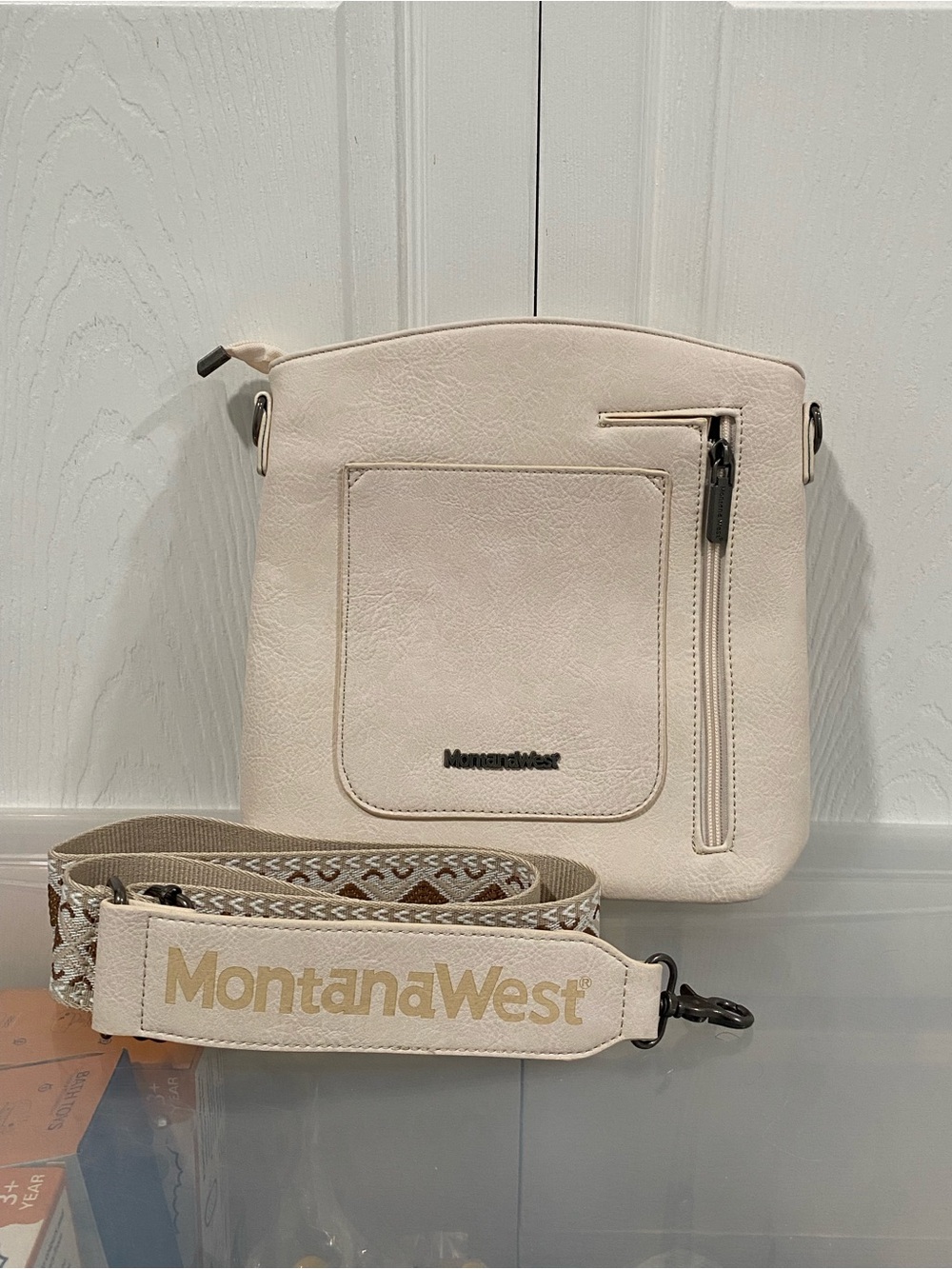 Montana West Cream Crossbody with Patterned Detachable Strap